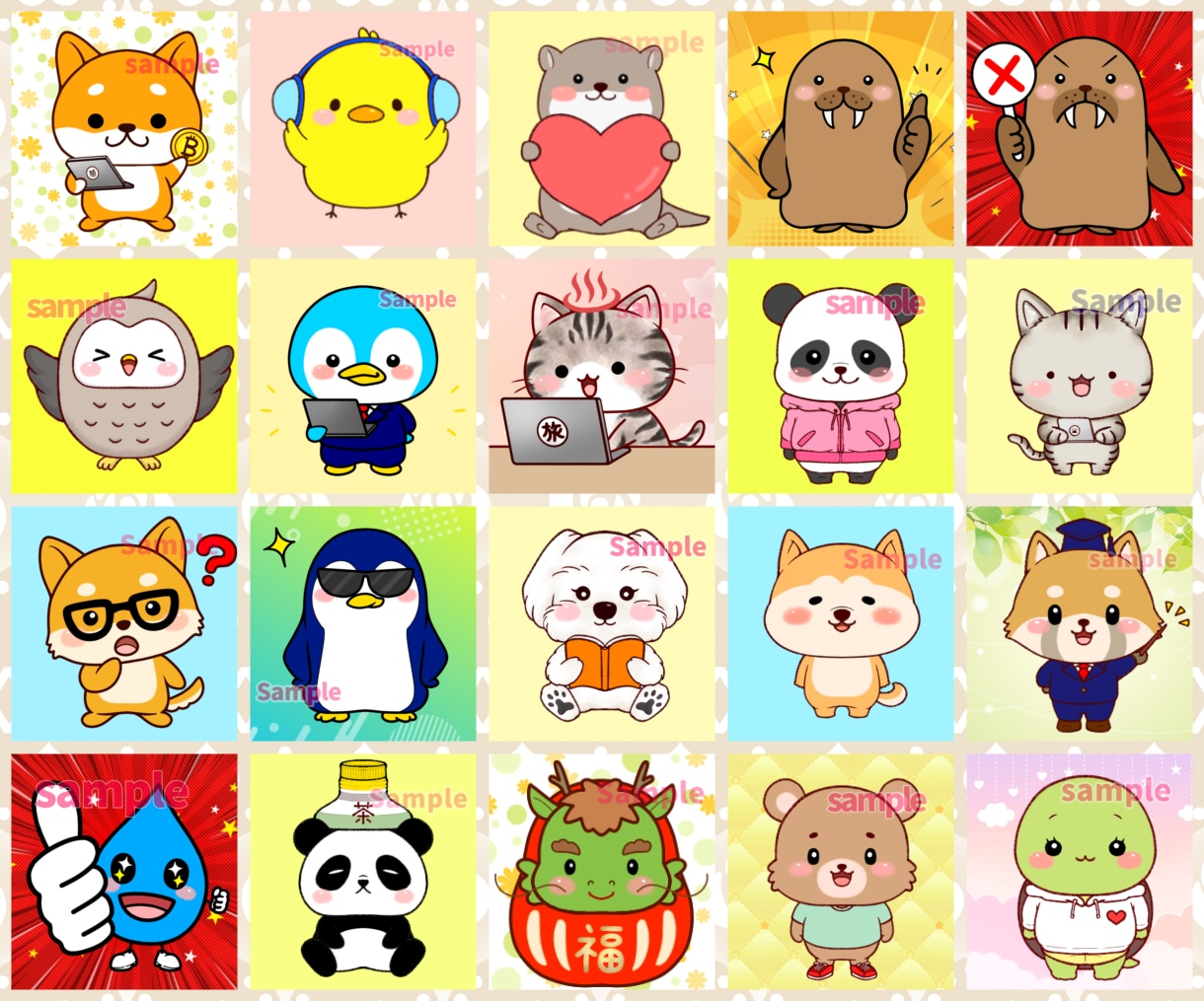 SNSアイコンや投稿オススメ！かわいい動物描きます 人気のポーズ違い✨X、インスタグラム、ブログ、YouTube イメージ3
