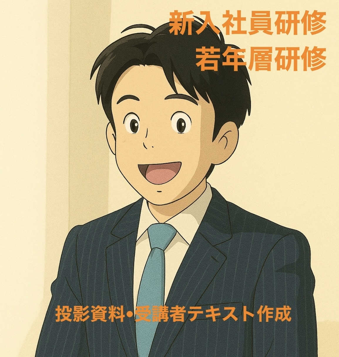 新入社員向けの研修投影資料•テキスト作成します 研修のコンテンツ提供と受講者向けテキストを作成します。 イメージ1