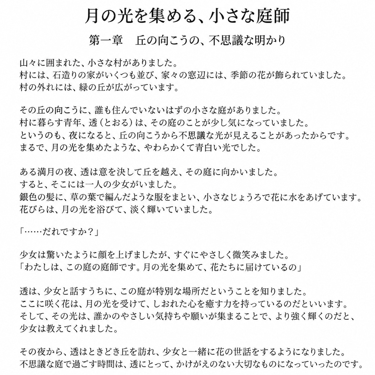 あなたの理想の世界を優しい物語にします 大切なキャラクターと過ごす、心温まる短編小説 イメージ4