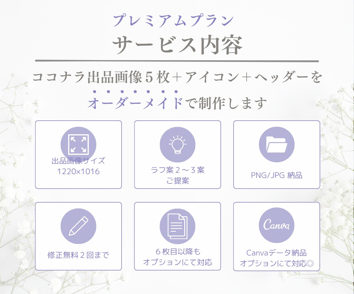 ココナラ出品画像！まるっとまとめて制作します プレミアムプラン｜出品画像５枚＋アイコン＋ヘッダー制作します イメージ4