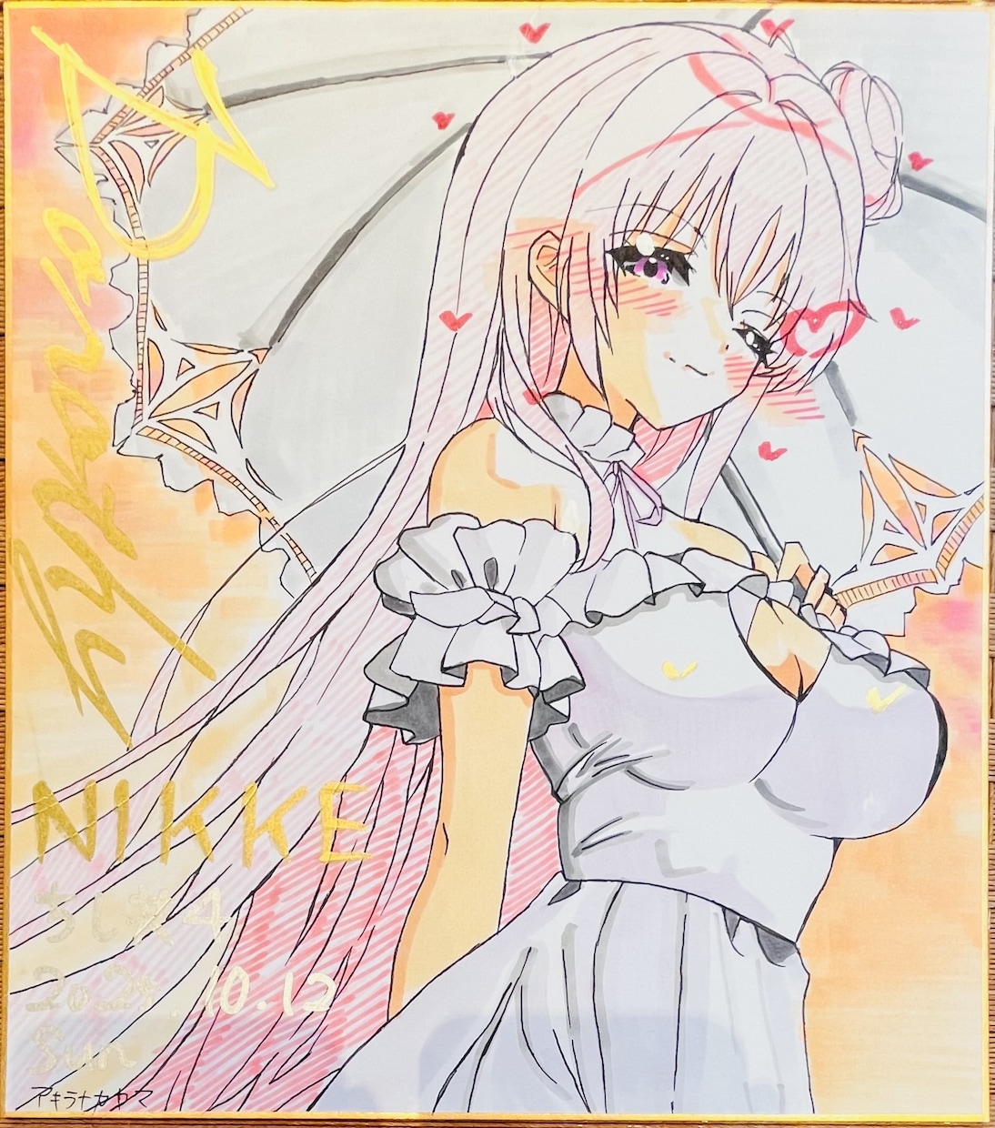 コミケっぽいアナログ色紙お描きします 金のペンやアクリルガッシュで豪華に仕上げます！ イメージ1