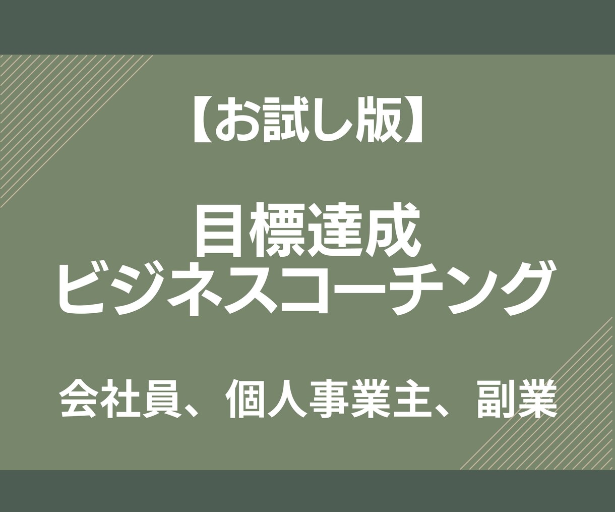 お試し版：目標達成のためのビジネスコーチングします 会社員、個人事業主、副業など仕事の目標達成へあなたを導きます イメージ1