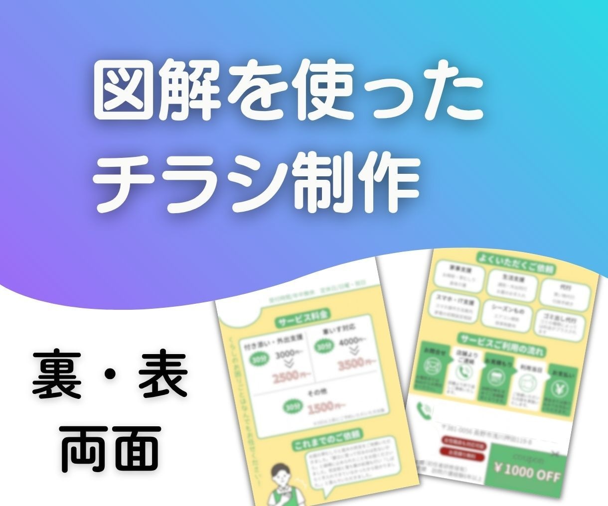 図解で伝わる！両面チラシデザイン作成します 文字ばかりのチラシを卒業！『一目で伝わる図解』で集客力アップ イメージ1