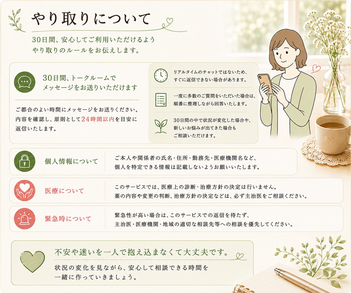 精神疾患の家族の悩みを30日間一緒に整理します 状況の変化を見ながら精神科経験30年の看護職と考えます イメージ4