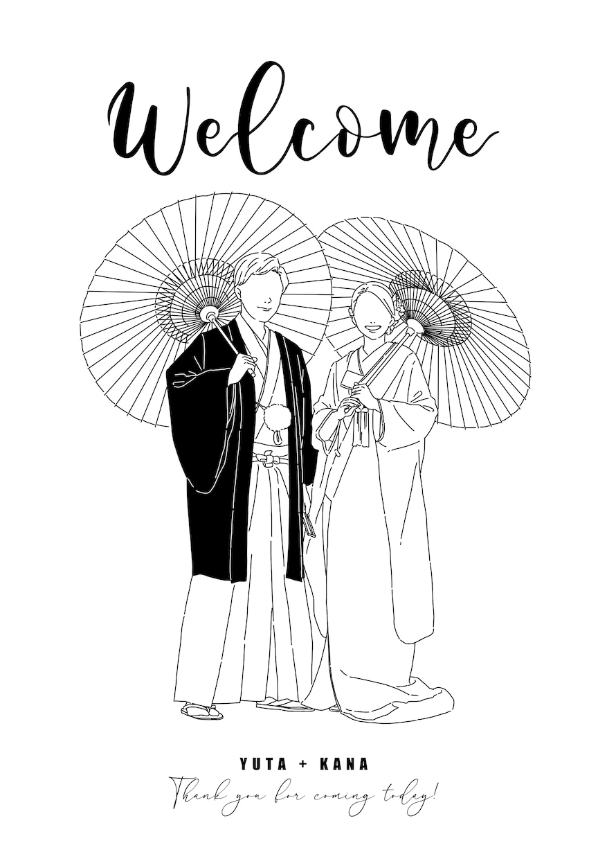 シンプルでオシャレなウェルカムボード描きます お写真からイラストを描きます♫ イメージ4