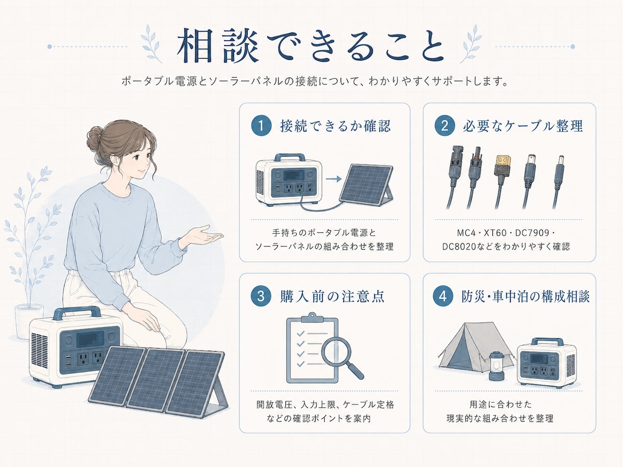 ポータブル電源とソーラーパネルの接続を診断します 8年間90台以上の実機経験で接続診断 イメージ2