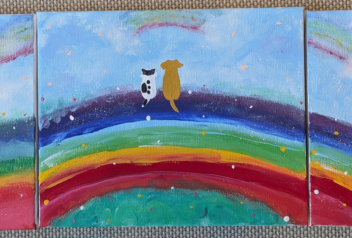 虹の橋にいる愛犬の絵で癒やします 虹の橋にいる愛犬のほんわかした絵を飾ってみませんか☆ イメージ2