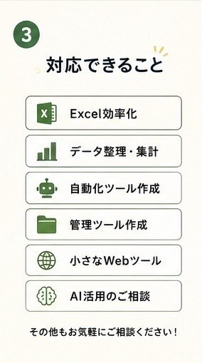 面倒な作業を楽にするツールを作ります 小さな「困った」を一緒に解決します イメージ3