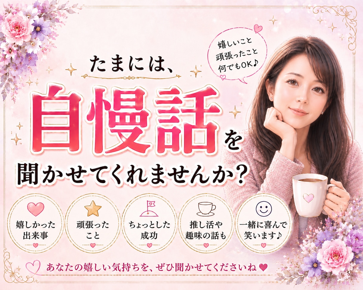 遠慮せず自慢して♥️一緒に喜びます 自慢/頑張り/武勇伝/得意/嬉しかった事/子供 イメージ1