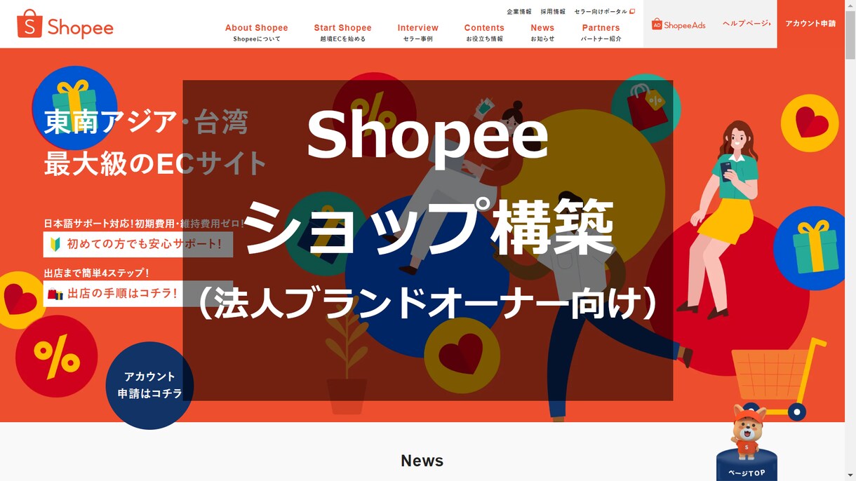 Shopee（越境EC）ショップを構築します 出店・出品・プロモーション設定、ショップ構築 イメージ1