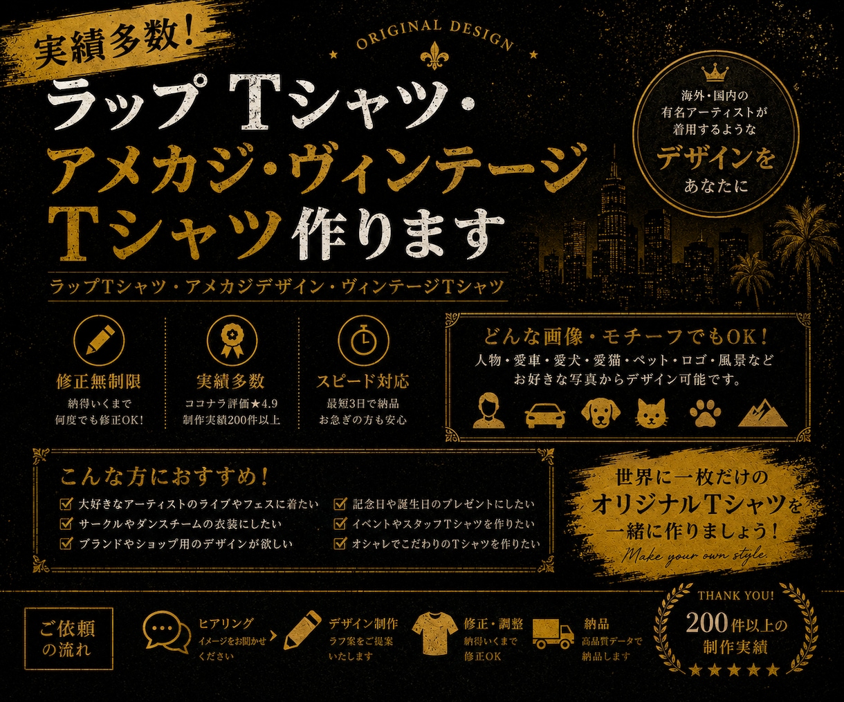 実績多数！ラップTシャツ・ヴィンテージT作ります ラップTシャツ・アメカジ風デザイン・ヴィンテージTシャツ イメージ5