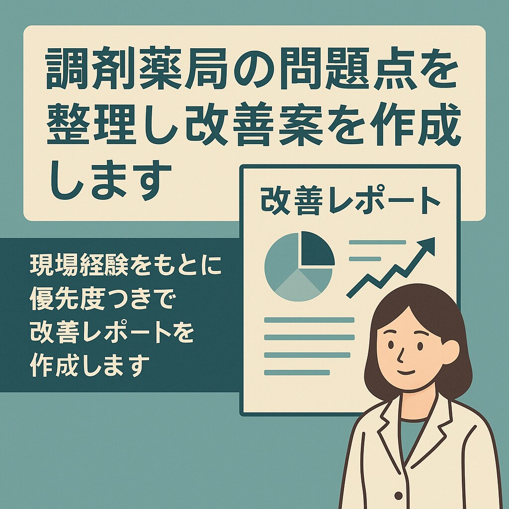 調剤薬局の問題点を整理し改善案を作成しますます 現場経験をもとに優先度つきで改善レポートを作成します イメージ1