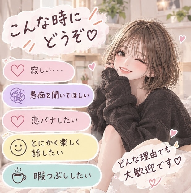友達みたいに楽しく話せます ちょっと誰かと話したい時にどうぞ♡ イメージ2