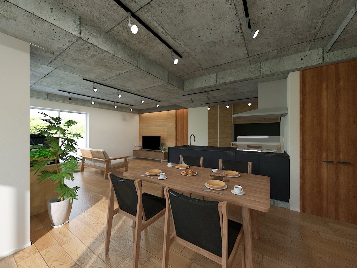 インテリア内観パースの作成をいたします 戸建て、マンション、店舗等ご要望に添ったパースを作成します イメージ2