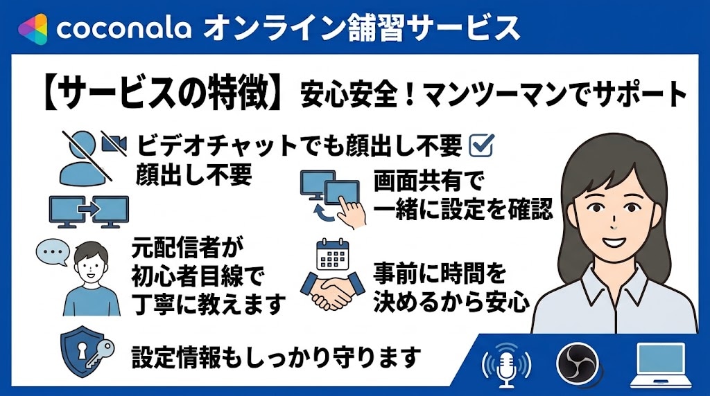 初心者歓迎！OBS設定、音質などサポートします 元同接50人配信者が初心者目線で丁寧に教えます！ イメージ3