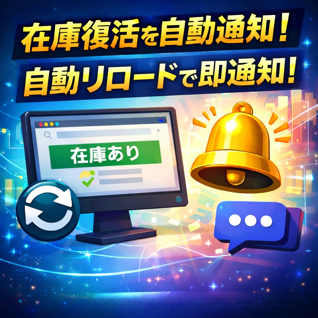 在庫復活を自動監視し通知します Discordへ即通知する監視ツールです イメージ1