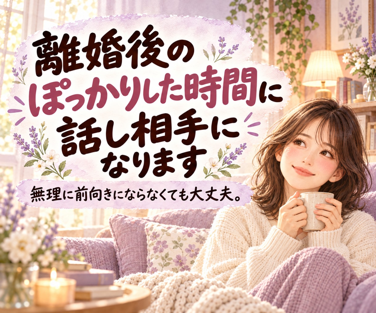離婚して喪失感を感じてるあなたの話し相手になります 私も離婚経験者です。ご遠慮なくお話しください！ イメージ1