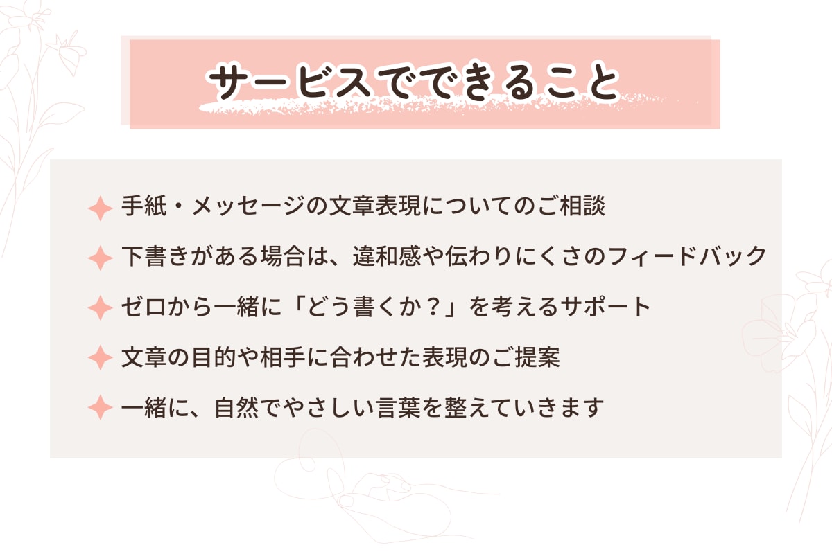 手紙・自己紹介・SNS/伝えたい想いを言葉にします 表現に迷うあなたの、心の整理をお手伝い イメージ2
