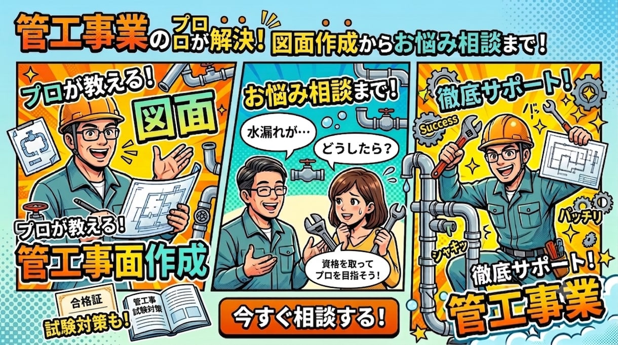 期間限定診断あり！水道関係の相談アドバイス承ります 給排水衛生設備、空気調和設備、の納まりや相談承ります イメージ1