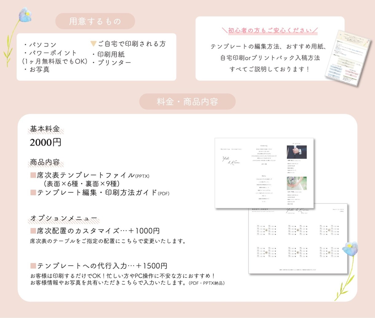 結婚式くるくる席次表テンプレートをご提供します 写真やコメントを入れるだけ◎低コスト＆1日で完成します！ イメージ4