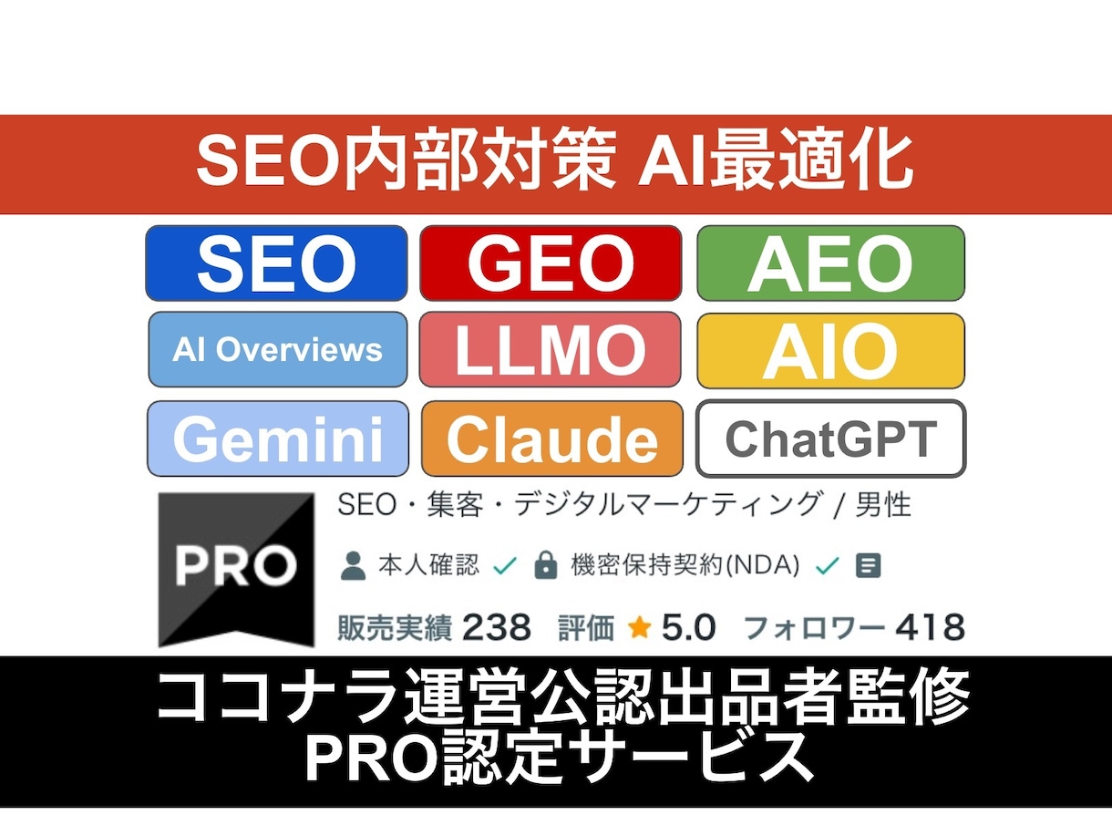 SEO内部対策・施策案・改善修正指示書を納品します SEO対策／AI検索最適化／AIO／LLMO／AEO／GEO イメージ5