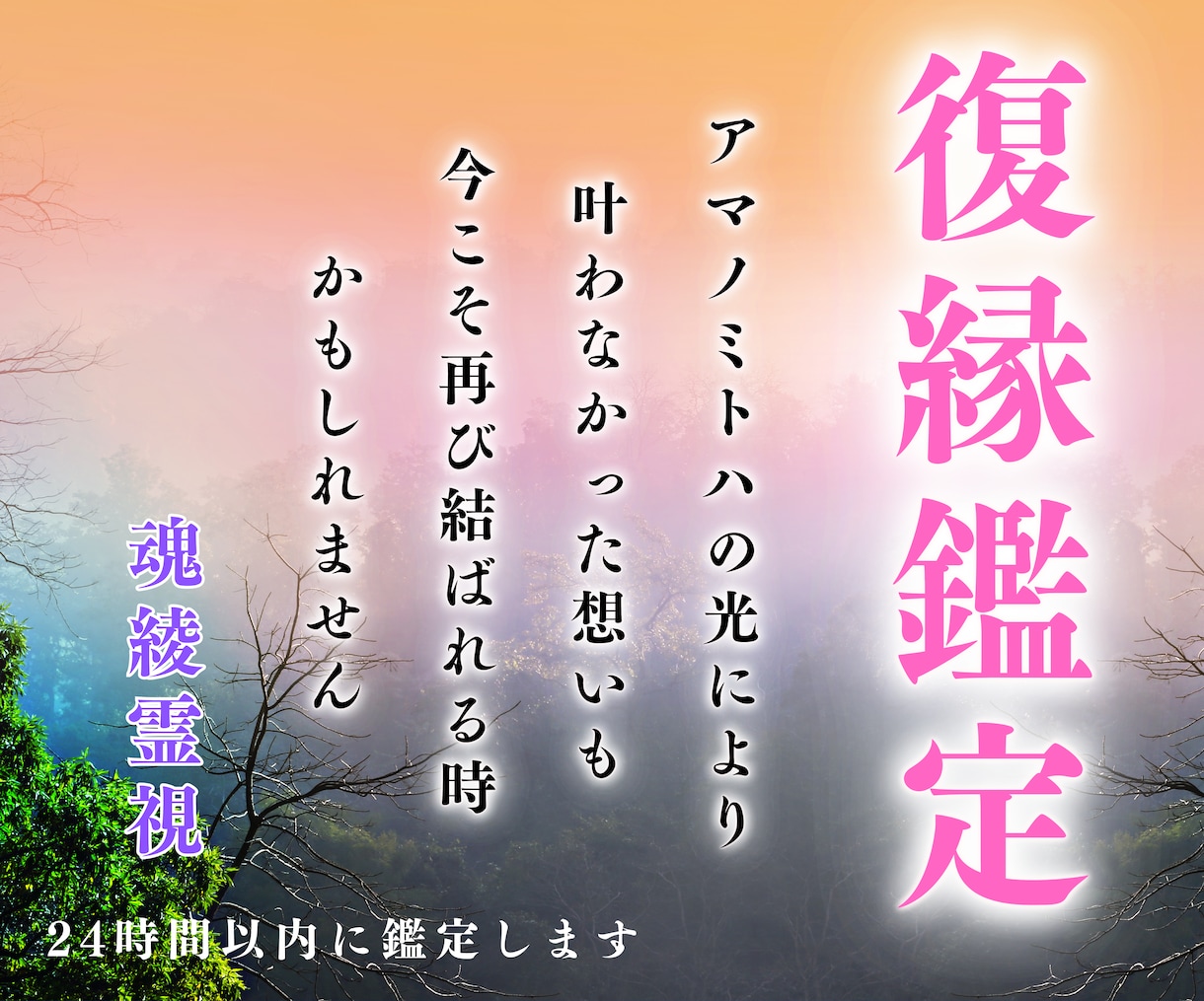 最高峰鑑定⭐︎魂綾霊視であの人との復縁成就させます 本気の人のみ｜二人の未来・彼の本音・恋愛専門霊視のアドバイス イメージ1