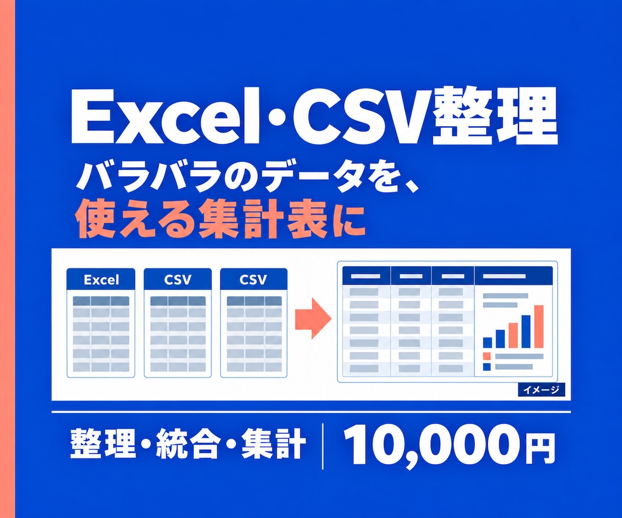 Excel・CSVを整理して集計表にまとめます 3ファイル・5,000行まで／確認用の集計表つき イメージ1