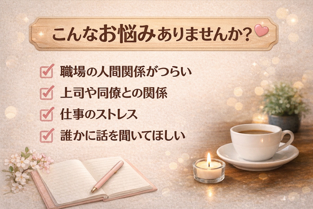 職場の人間関係の悩みを優しく聞きます 職場の人間関係に疲れていませんか？優しくお話をお聞きします イメージ2