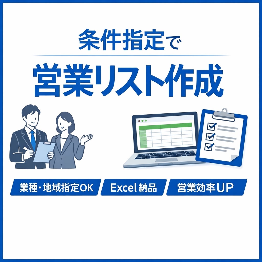 条件指定で営業リスト作成します 希望条件から営業候補を調査し一覧化 イメージ1