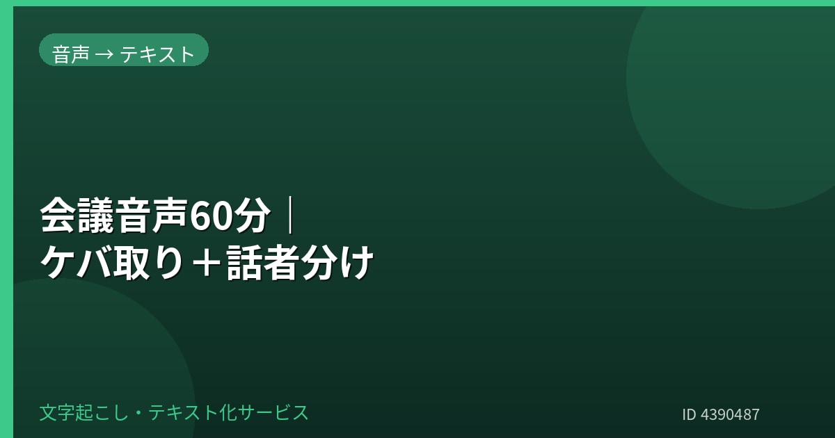 会議60分｜ケバ＋話者分け｜Word納品します 会議音声を正確に文字起こし、Wordで納品します イメージ1
