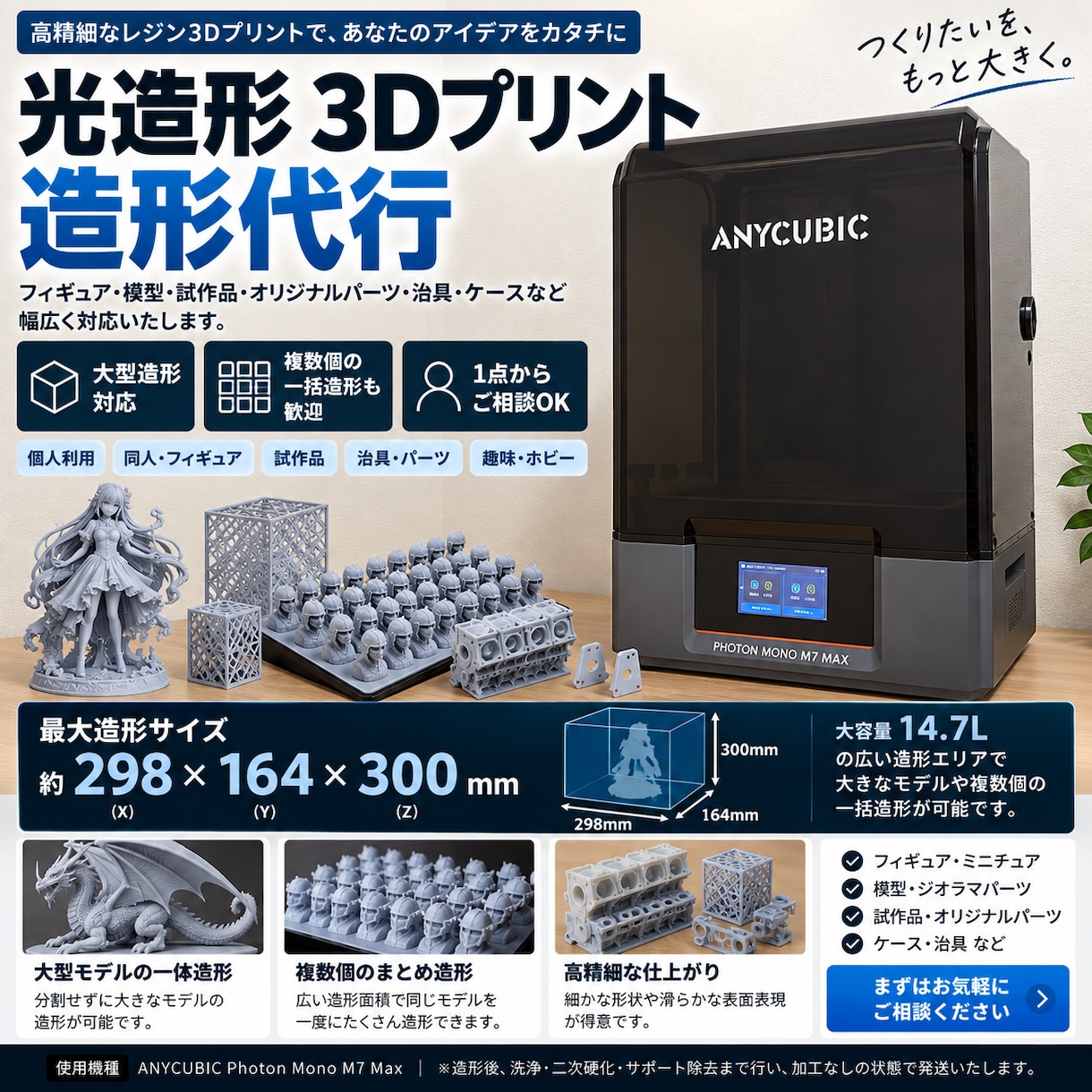 光造形3Dプリントを代行します 試作品・部品・模型などを1点から造形します イメージ1