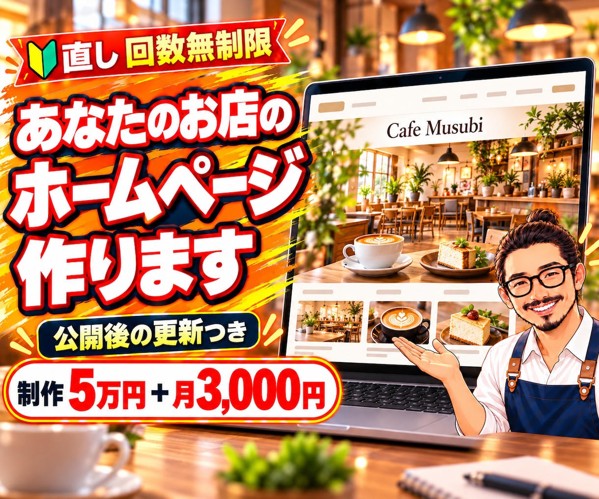 制作5万円＋月3,000円でお店のHPを作ります 公開後の文字・写真の差し替えは回数の制限なし イメージ1