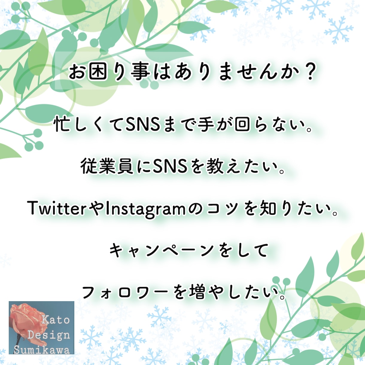 SNS担当者育成や顧問としてサポートします オプション込みの価格です！好感度の高いSNSをご提供 イメージ2