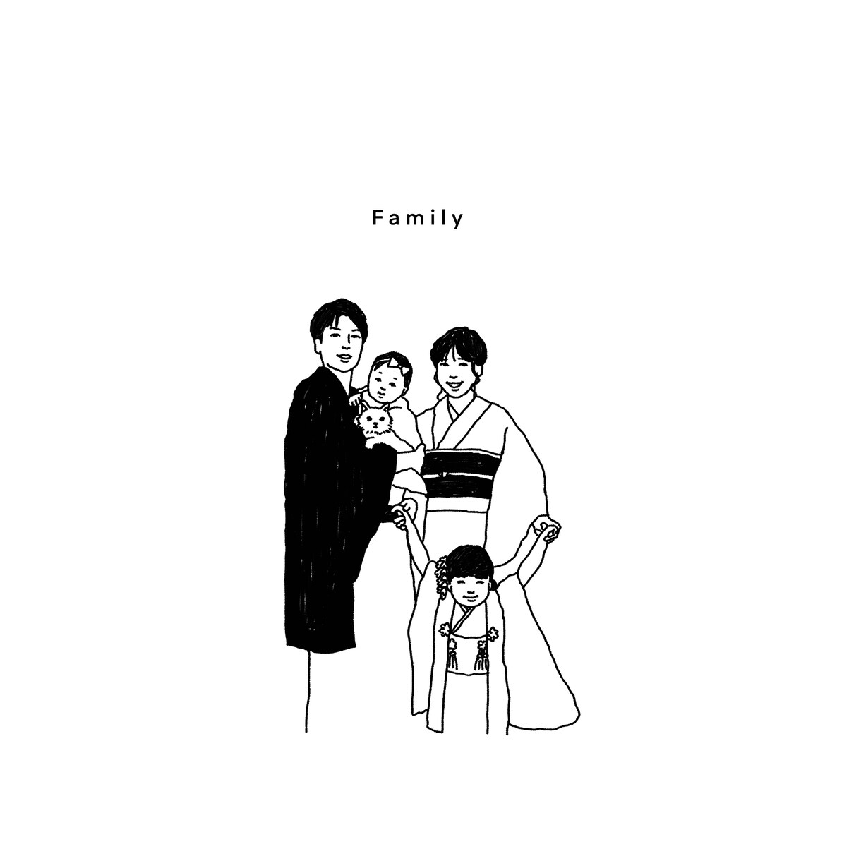 線画!お写真を元にご家族などのイラストを描きます 還暦祝い、結婚祝い、お誕生日のプレゼントなどに最適です。 イメージ9