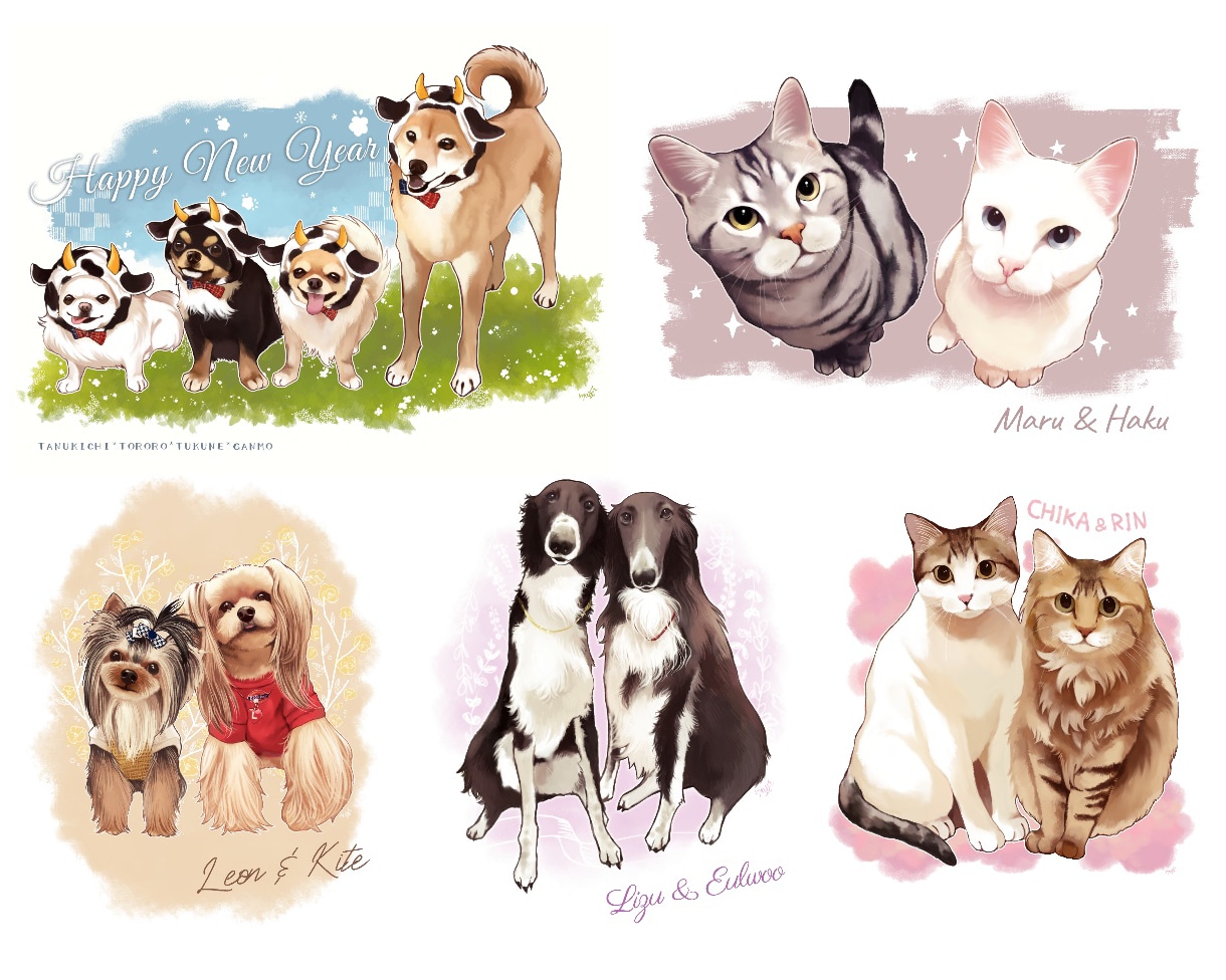 様々な絵柄で*ペット・動物のリアルイラスト描きます 【商用利用可】SNSアイコン・プレゼント・ご自宅に飾る用など イメージ4