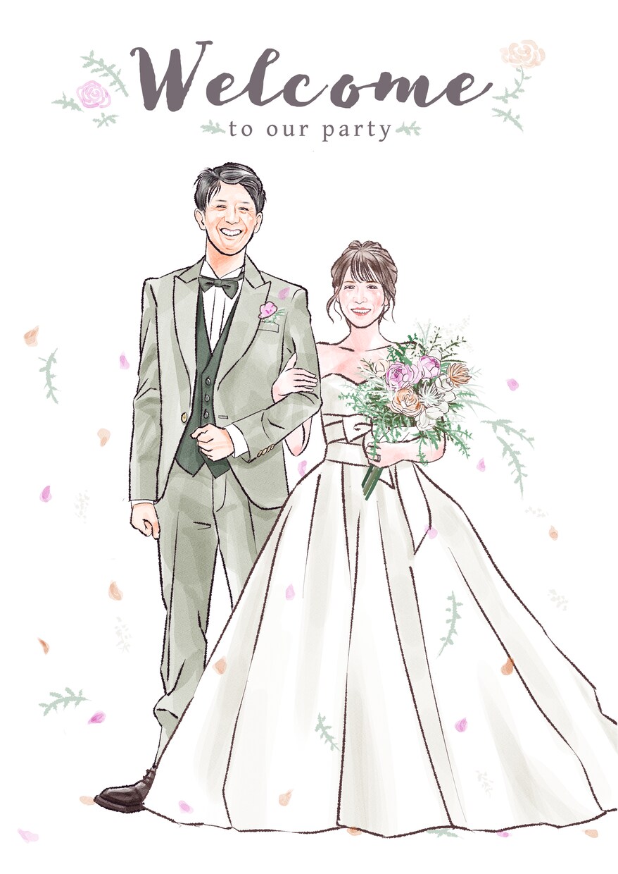 多幸感溢れるウェルカムボードお描きします ご結婚される皆さまの"幸せ"を優しくも華やかに演出します。 イメージ4