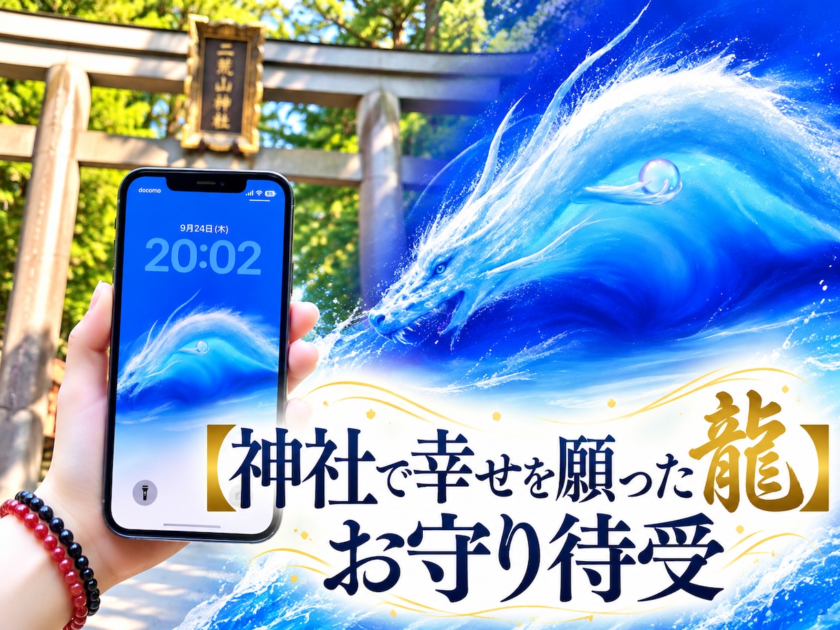 開運！「波から現れた龍の待受画像」をお届けします 神社で幸せを願った龍のお守り待受 イメージ1