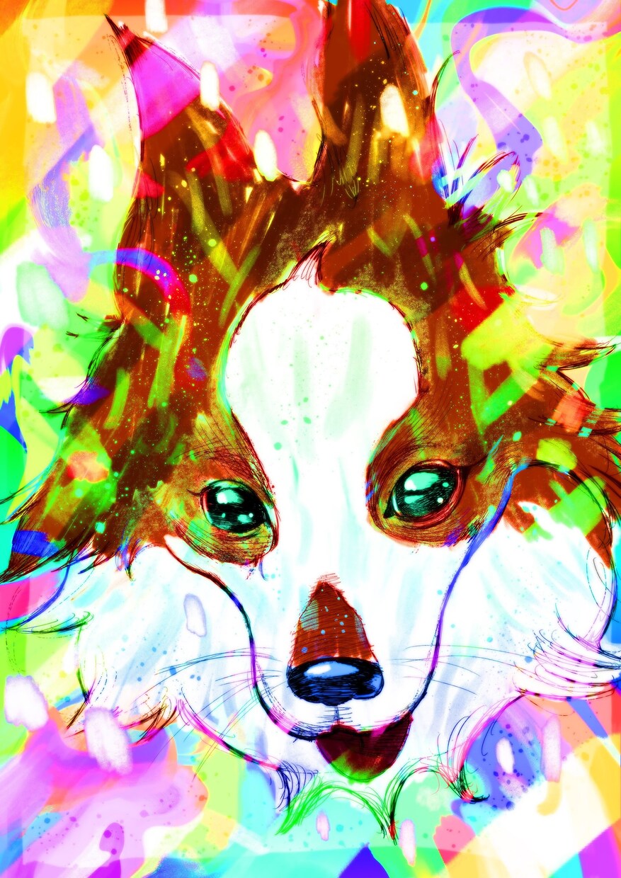 極彩色でビビッドな「生きている似顔絵」を描きます パッと目を引く！ビビッドでポップな唯一無二の似顔絵です。 イメージ2