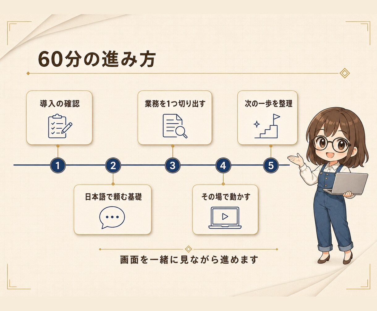 Claude Codeの業務活用を個別に伴走します 入れただけで止まった仕事を、任せられる形に イメージ4