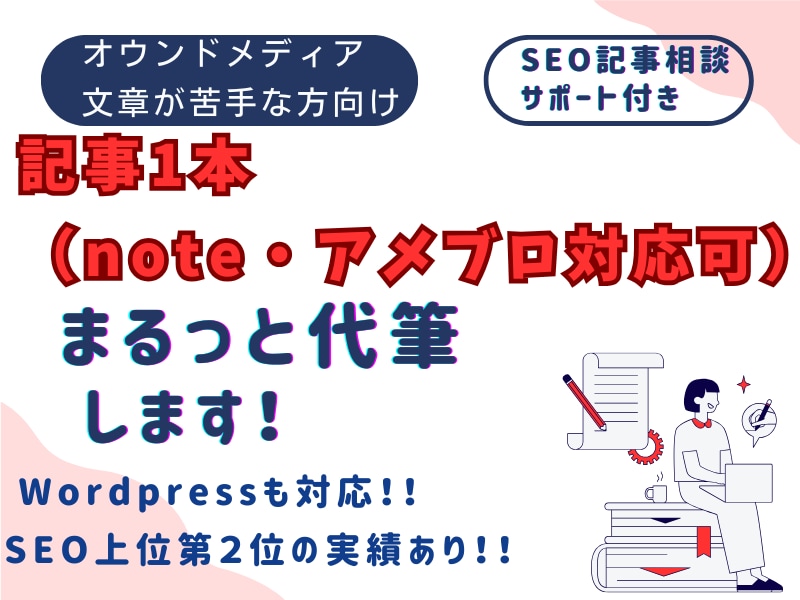 記事1本まるっと代筆｜SEO相談サポートつけます 【ブログ初心者さん・オウンドメディア運営者向け】 イメージ1