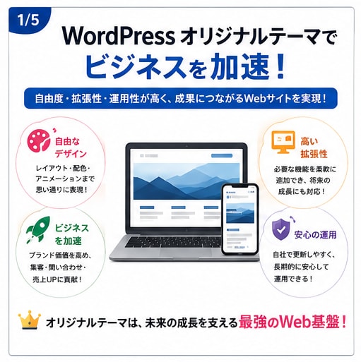 WordPressオリジナルテーマ作成します オリジナルテーマはメリットだらけ イメージ1