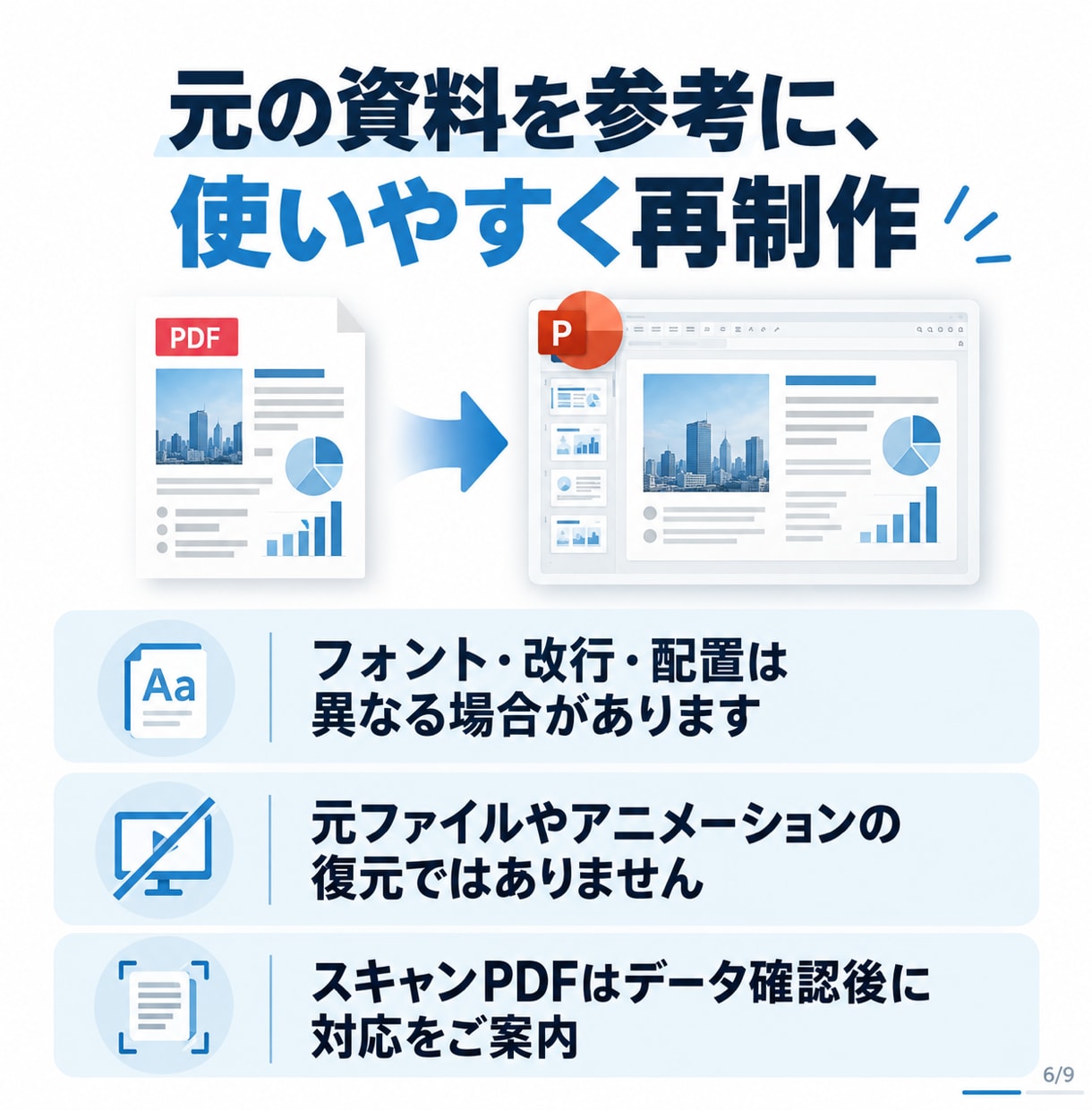 PDF資料を文字編集できるパワーポイントにします PDFしかない資料を、これからも更新して使える形へ イメージ6