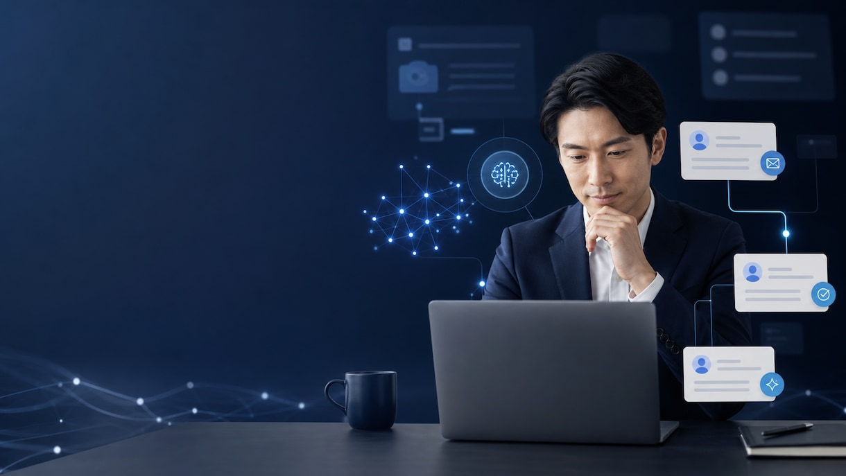 営業の定型連絡をAIで仕組み化します 初回連絡から商談後対応までをAIで効率化します イメージ1