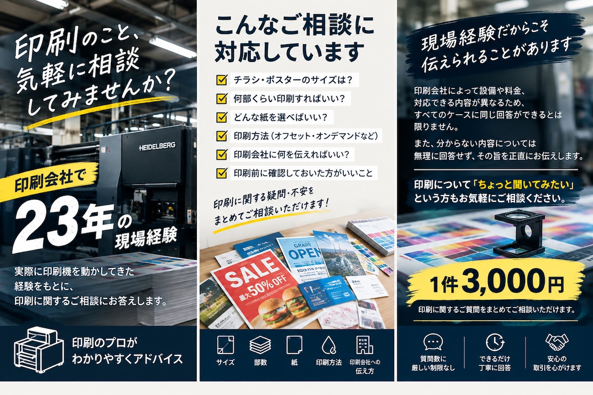 印刷会社勤務23年！印刷相談に答えます 現場経験をもとに分かりやすく回答します イメージ1