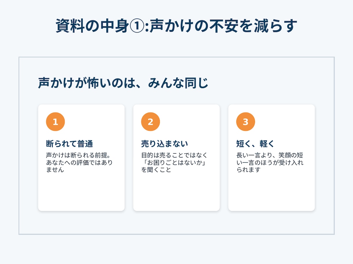 携帯ショップ新人の声かけ研修資料を納品します 店長さん向け。現役の携帯販売スタッフが作った資料 イメージ3