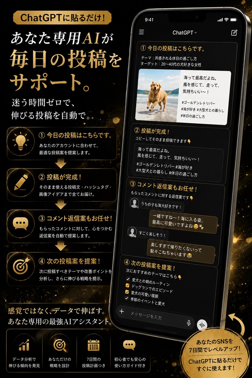 SNS運用専用のAIプロンプトを作ります 7日間でフォロワー100人増を目指す完全オーダーメイド イメージ7