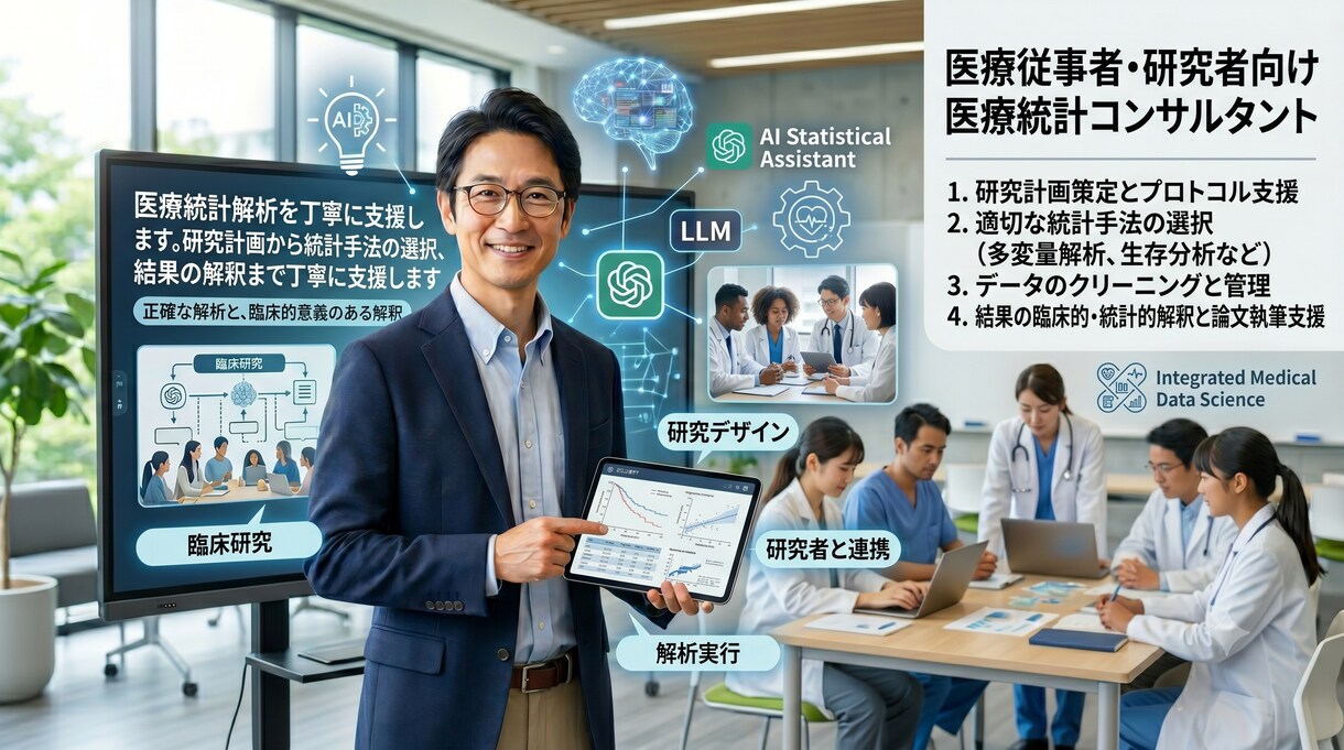 医療統計解析を丁寧に支援します 研究計画から統計手法の選択、結果の解釈まで丁寧に支援します イメージ1