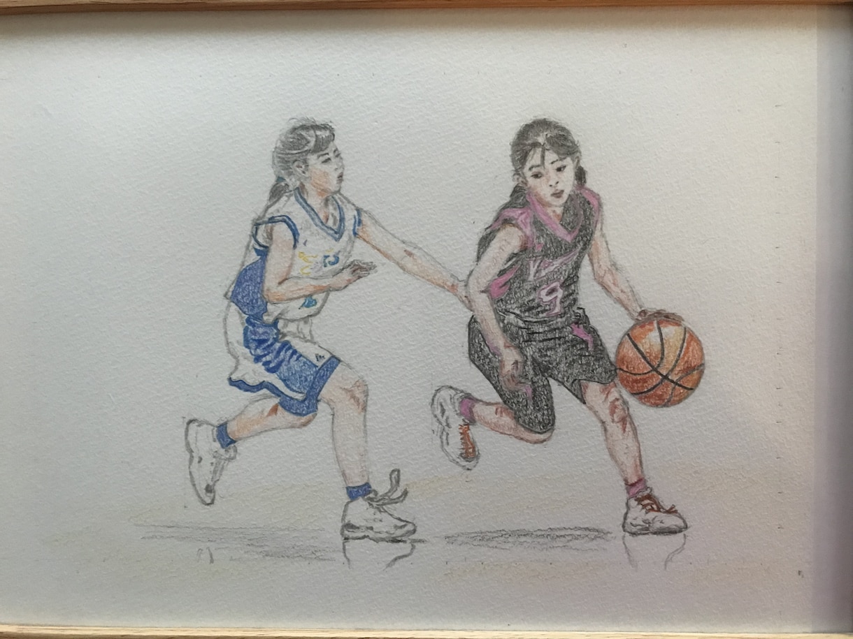 写真から制作、ミニバスの思い出を色鉛筆で描きます あの日のプレーを1枚の手描きイラストに！ イメージ9