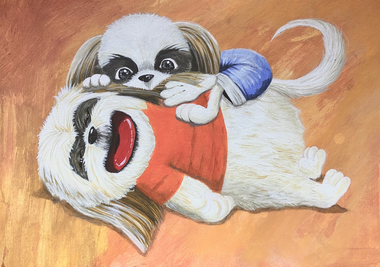 ペットの日常の表情をディフォルメしてお描きします ペットディフォルメ画をA3サイズでお描きします イメージ1