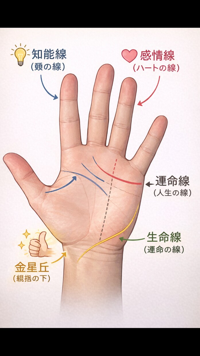 写真に線を入れて性格や運勢を丁寧に読み解きます 見えるからわかる手相鑑定。あなたの未来を導きます イメージ1